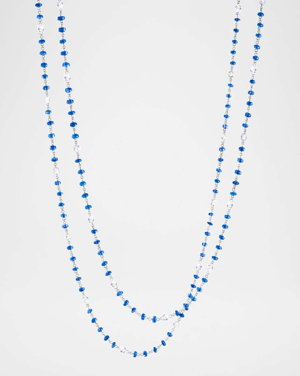 18K White Gold Ethereal Diamond and Sapphire Necklace